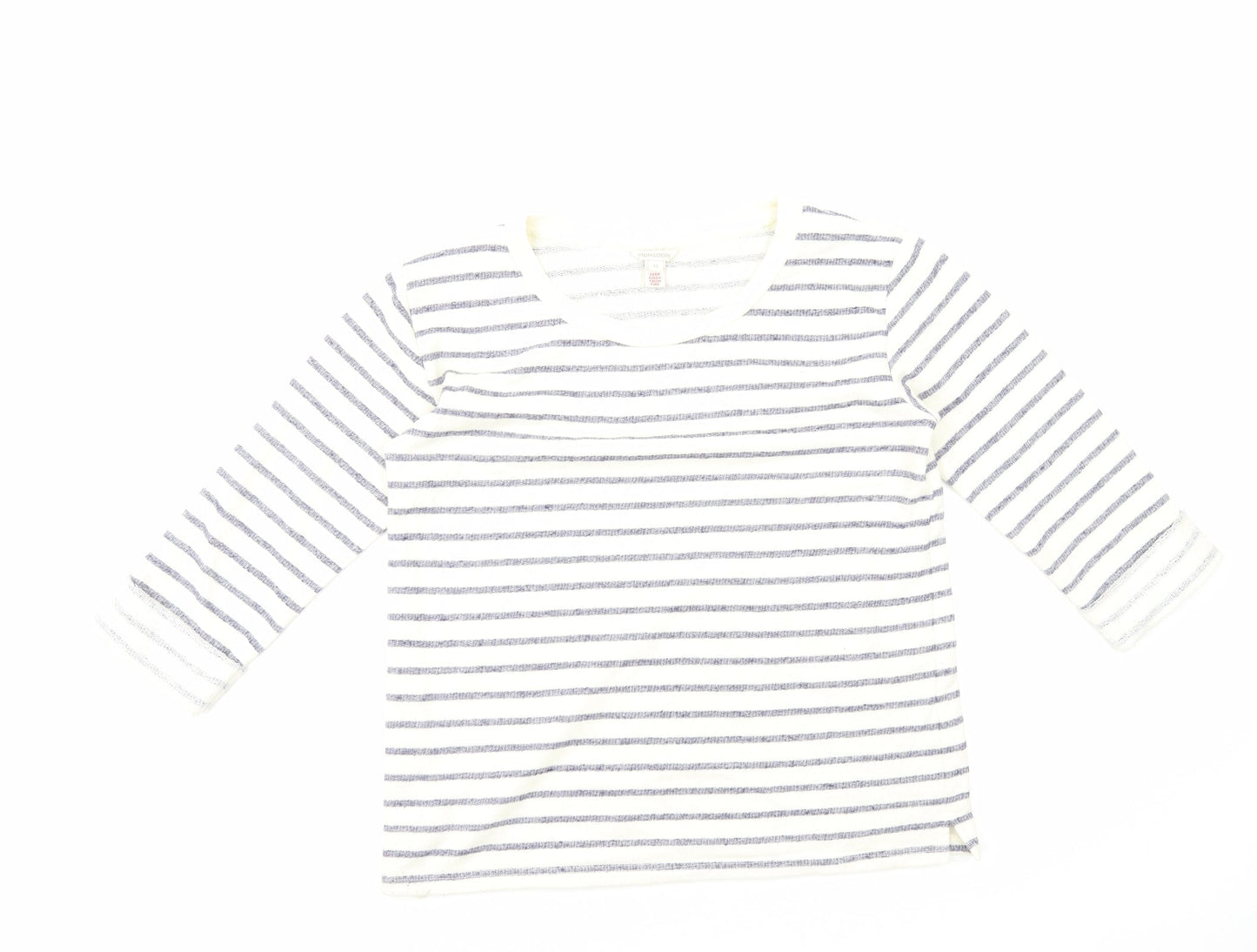 Monsoon Womens White Striped Polyester Basic Tank Size M Scoop Neck