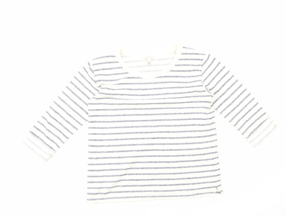 Monsoon Womens White Striped Polyester Basic Tank Size M Scoop Neck