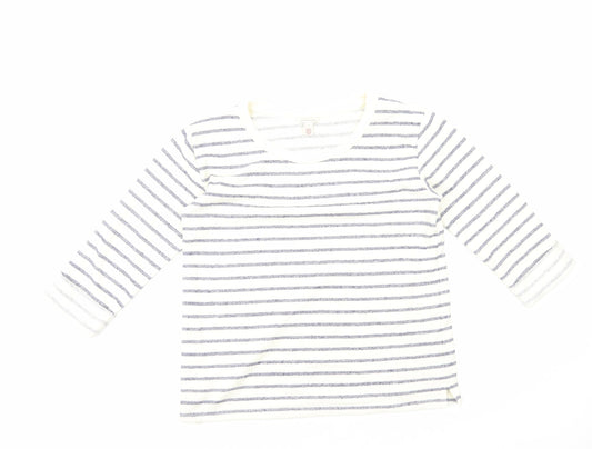 Monsoon Womens White Striped Polyester Basic Tank Size M Scoop Neck
