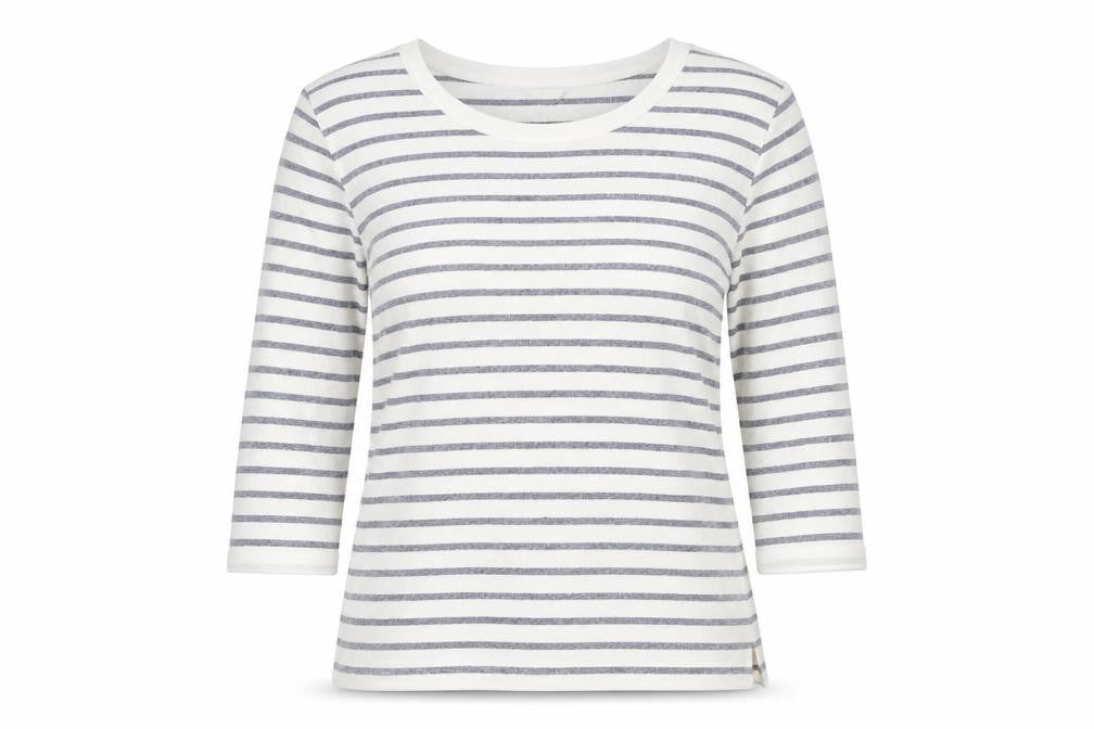 Monsoon Womens White Striped Polyester Basic Tank Size M Scoop Neck