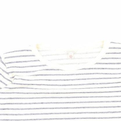 Monsoon Womens White Striped Polyester Basic Tank Size M Scoop Neck