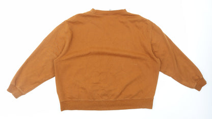 H&M Womens Orange Cotton Pullover Sweatshirt Size S Pullover