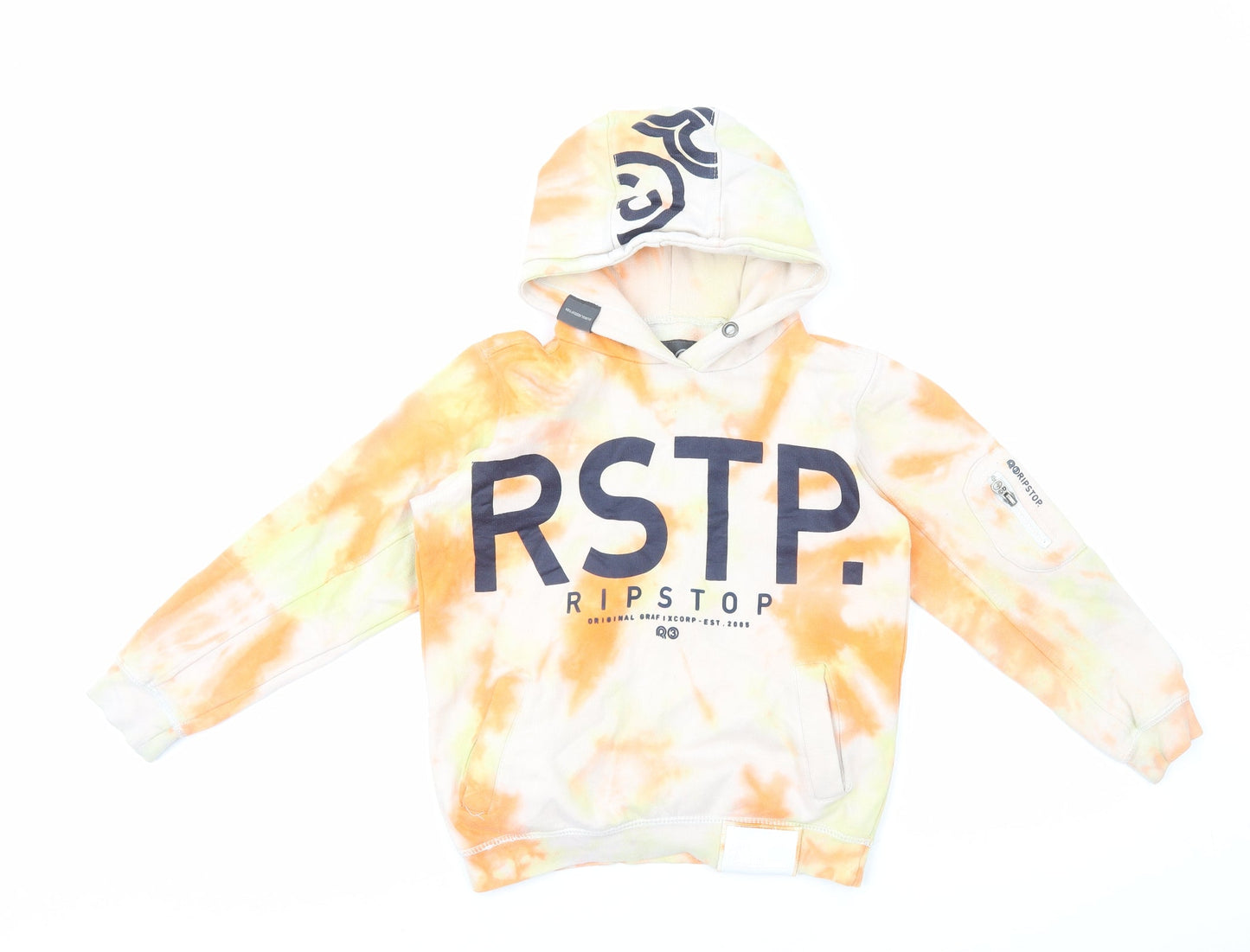 Ripstop Boys Orange Cotton Pullover Hoodie Size M Pullover - Tie Dye