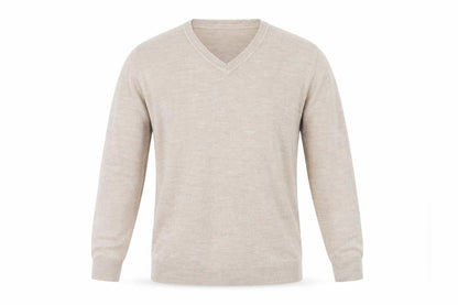 Easy Mens Beige V-Neck Acetate Pullover Jumper Size M