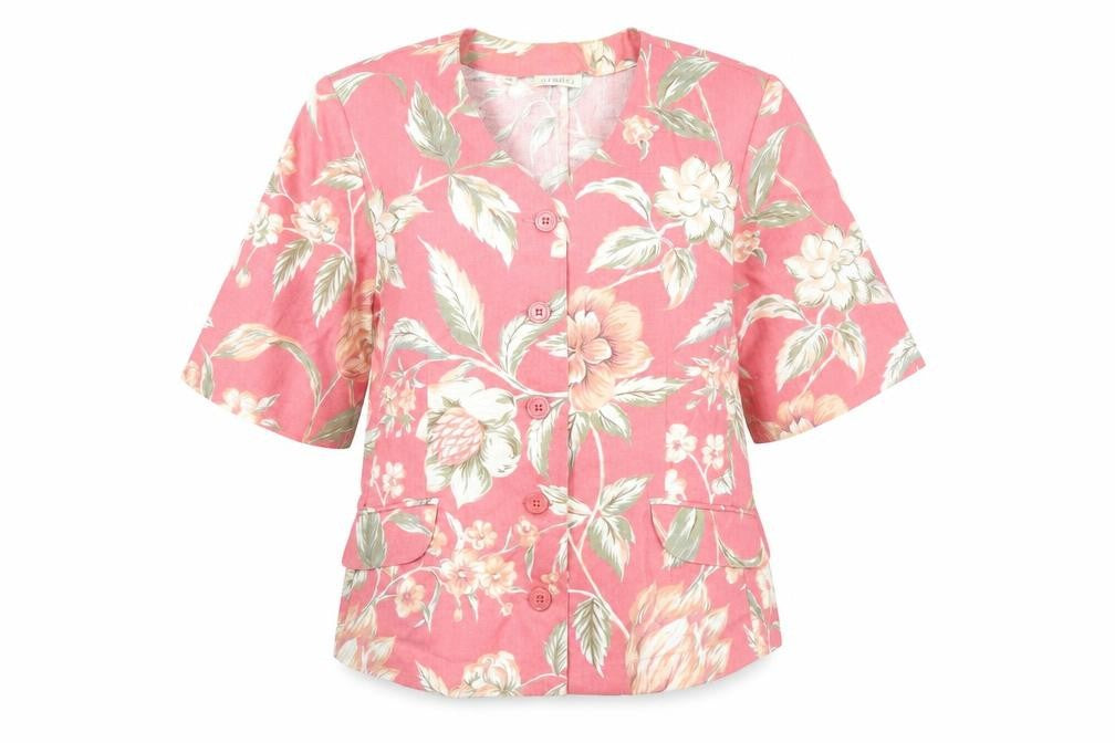 George Womens Pink Floral Jacket Size 14 Button