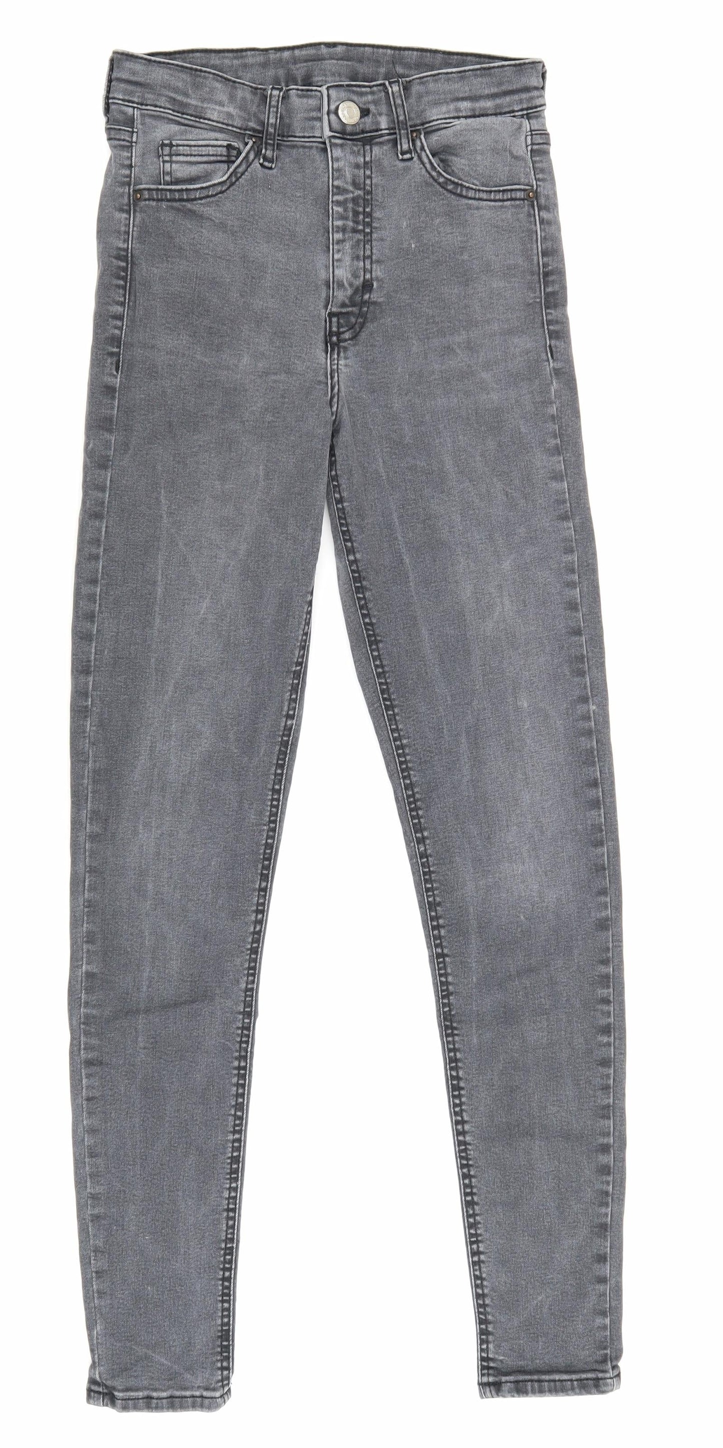 Topshop Womens Grey Cotton Straight Jeans Size 26 in L28.5 in Regular Zip
