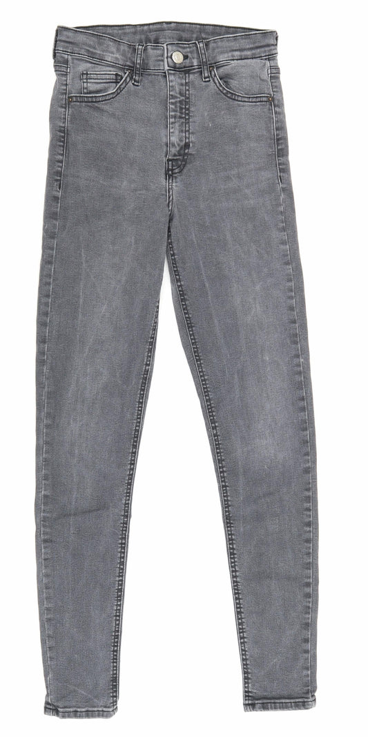 Topshop Womens Grey Cotton Straight Jeans Size 26 in L28.5 in Regular Zip