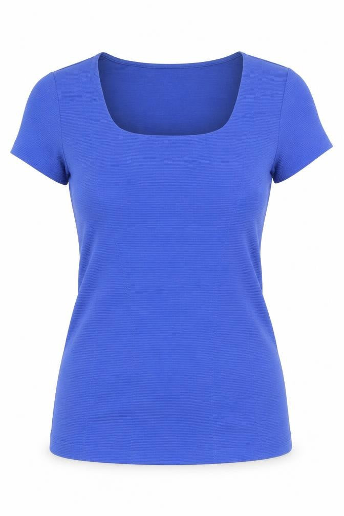 Planet Womens Blue Polyimide Basic T-Shirt Size S Square Neck