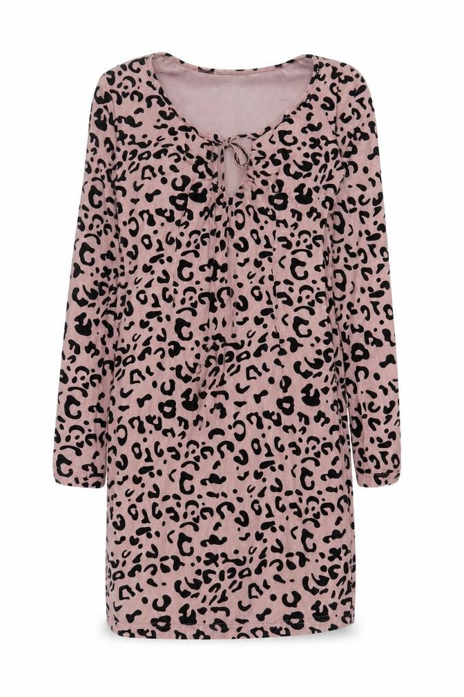 Naanaa Womens Pink Animal Print Viscose Mini Size 8 Round Neck Zip