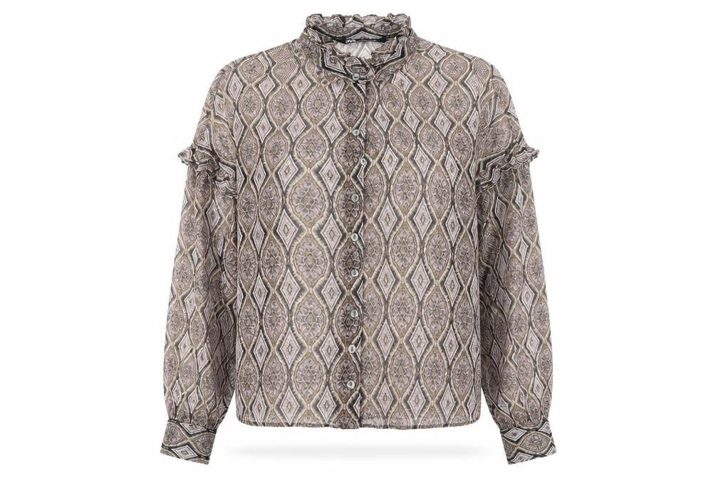 Zara Womens Multicoloured Geometric Polyester Basic Button-Up Size S Collared