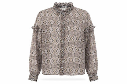 Zara Womens Multicoloured Geometric Polyester Basic Button-Up Size S Collared