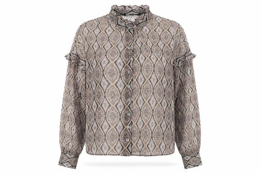 Zara Womens Multicoloured Geometric Polyester Basic Button-Up Size S Collared