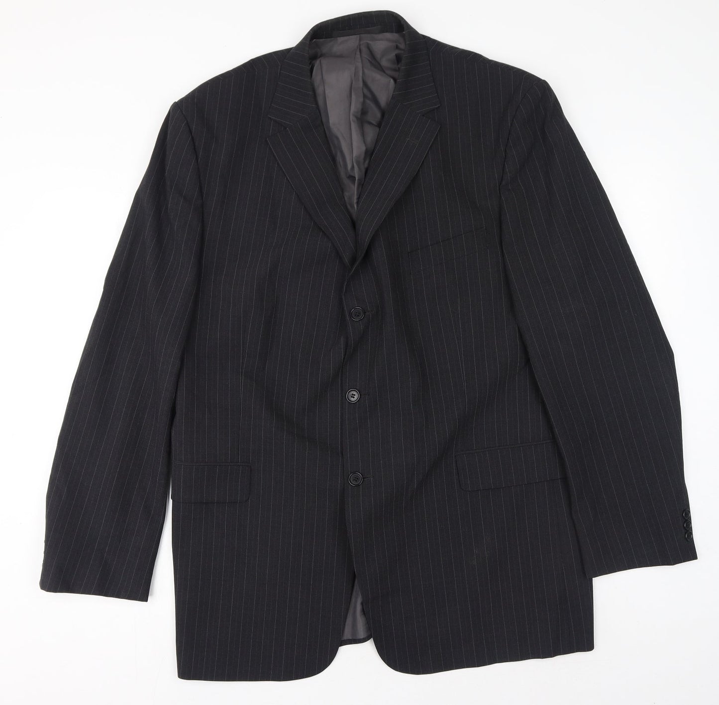 Marks and Spencer Mens Grey Striped Polyester Jacket Suit Jacket Size 46