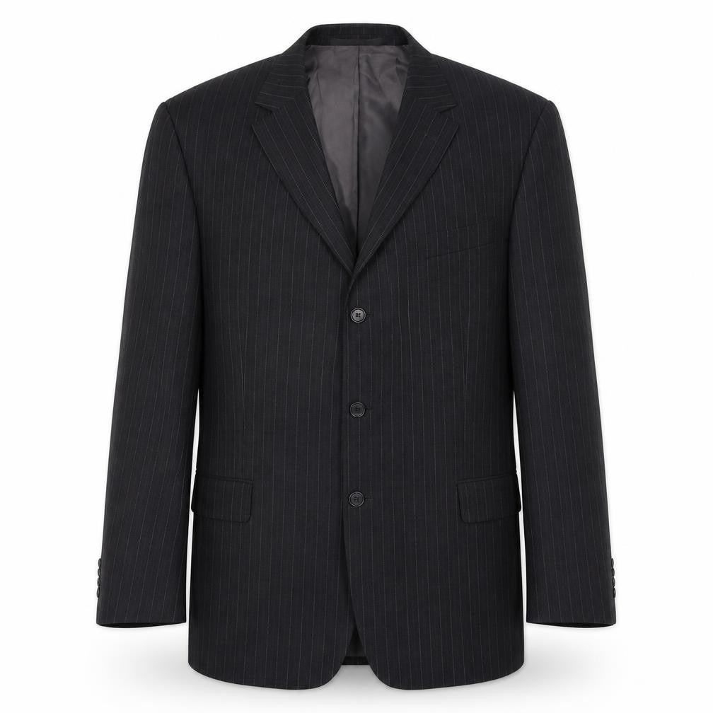 Marks & Spencer Mens Grey Striped Polyester Jacket Suit Jacket Size 46