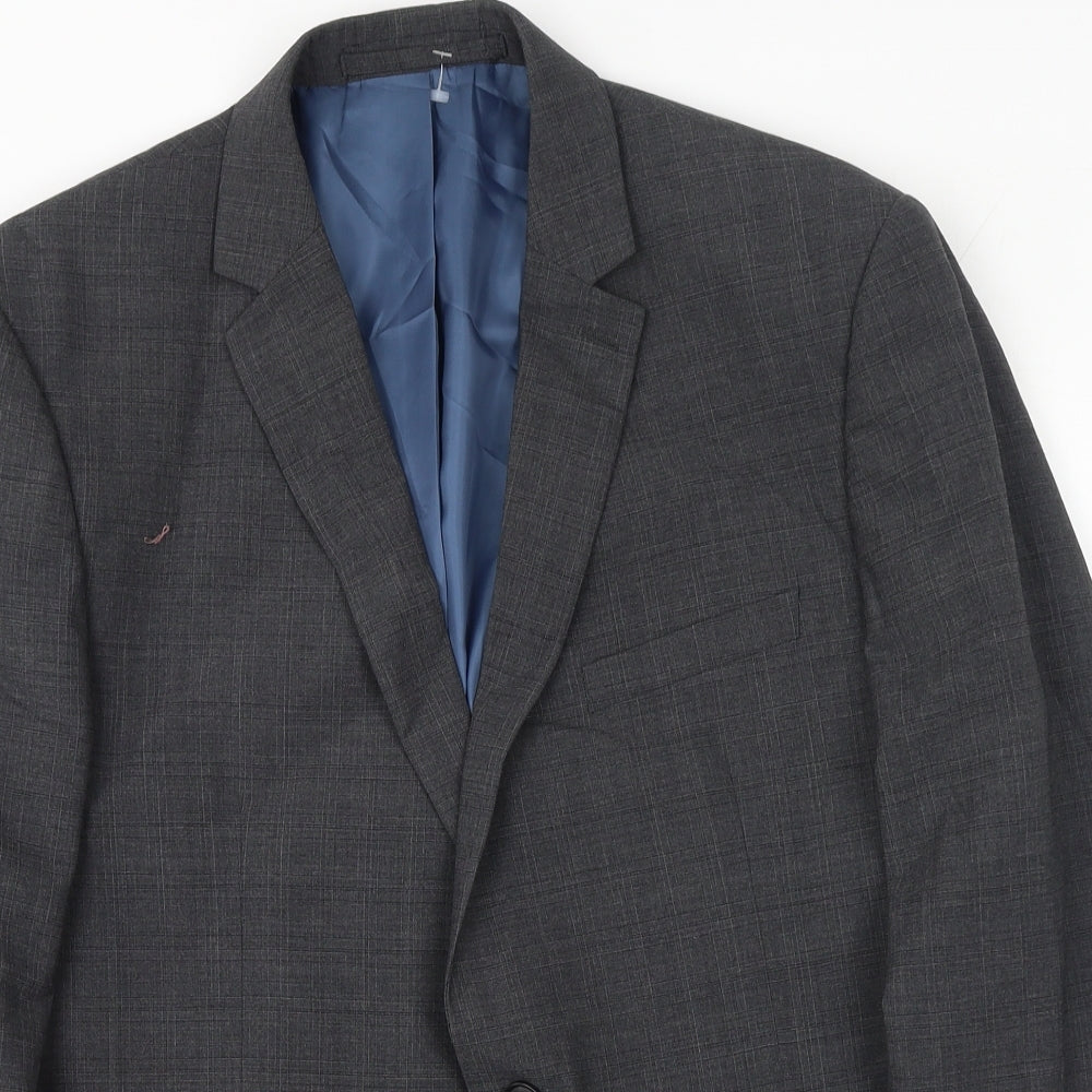 Marks and Spencer Mens Grey Plaid Polyester Jacket Suit Jacket Size M