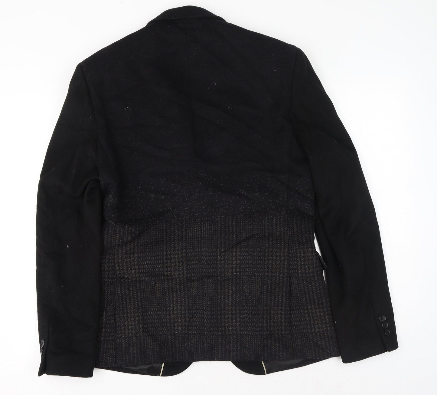 River Island Mens Black Plaid Polyester Jacket Suit Jacket Size M
