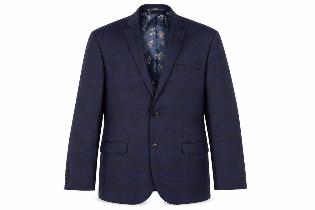NEXT Mens Blue Plaid Polyester Jacket Suit Jacket Size 40