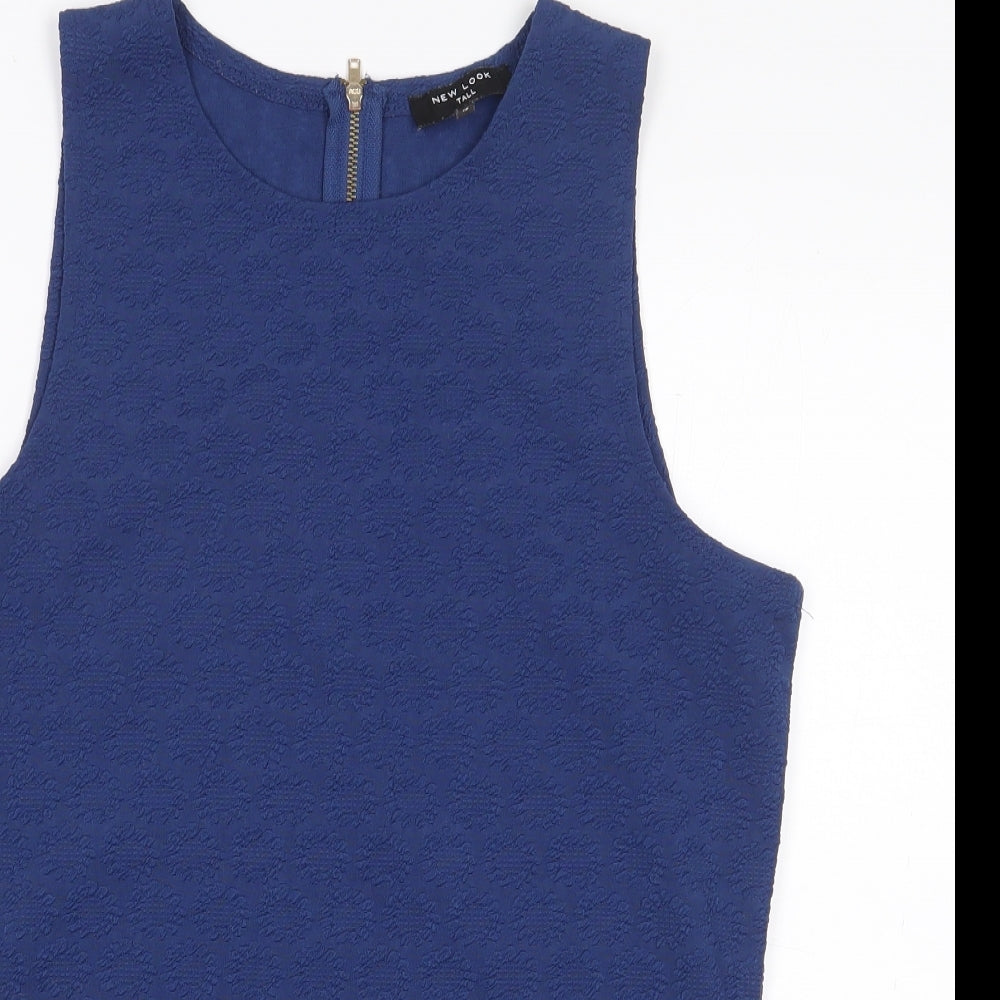 New Look Womens Blue Polyester Basic Blouse Size 12 Round Neck