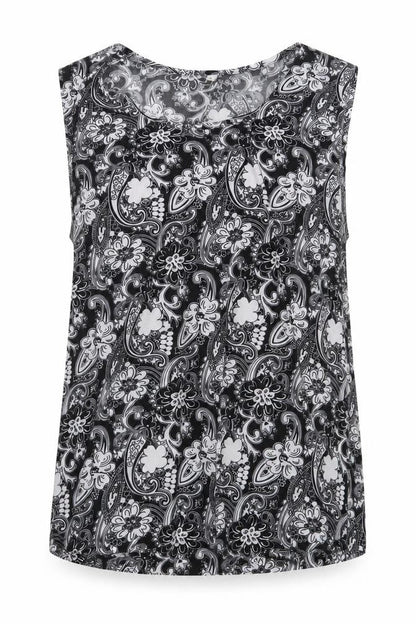 Preworn Womens Black Floral Polyester Basic Blouse Size L Round Neck