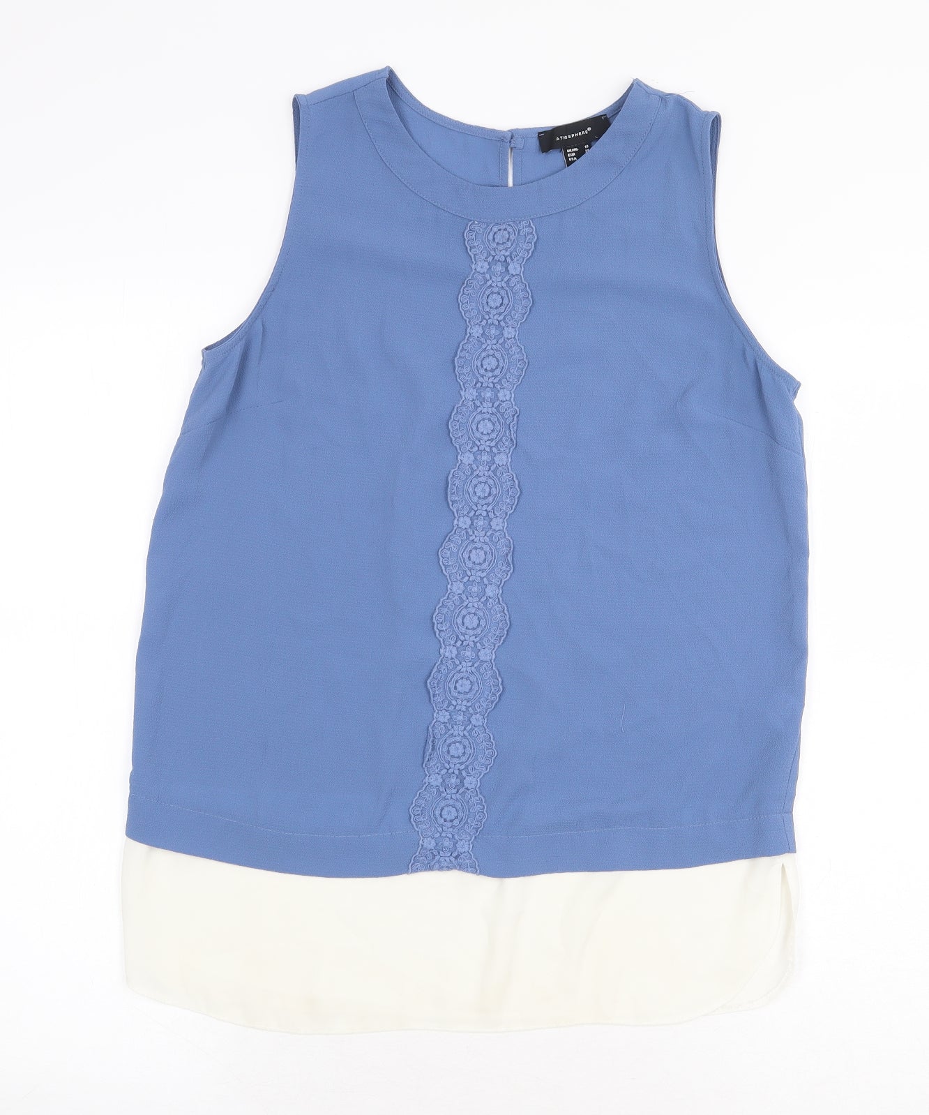Atmosphere Womens Blue Polyester Basic Blouse Size 10 Round Neck
