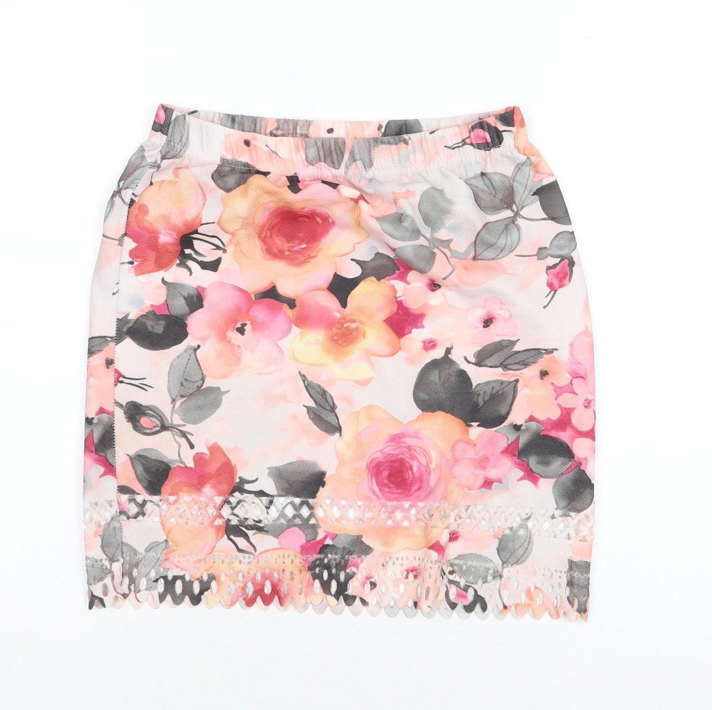 Preworn Womens Multicoloured Floral Polyester Mini Skirt Size M