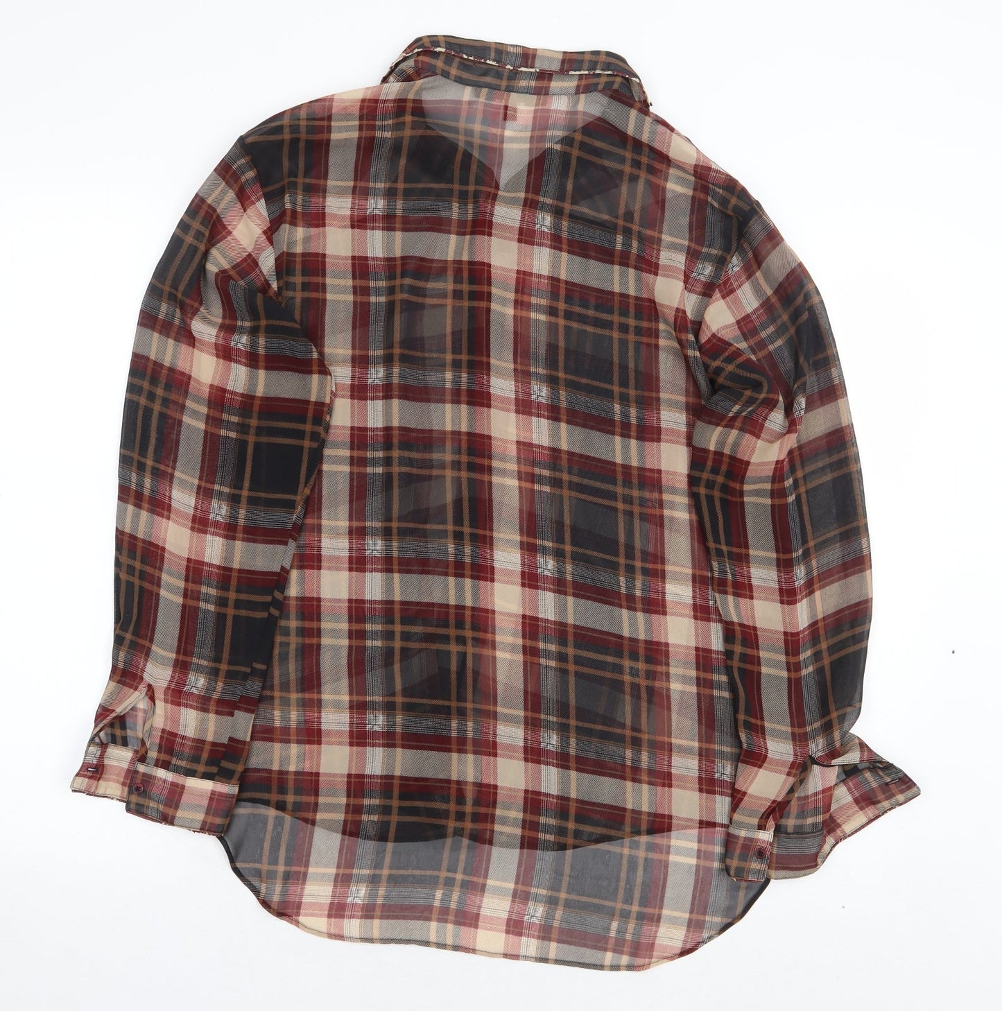 NEXT Womens Multicoloured Plaid Polyester Basic Button-Up Size 10 Collared