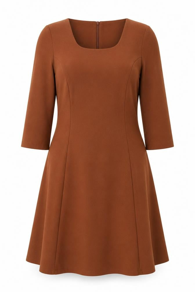 ASOS Womens Brown Polyester A-Line Size 12 Scoop Neck Zip