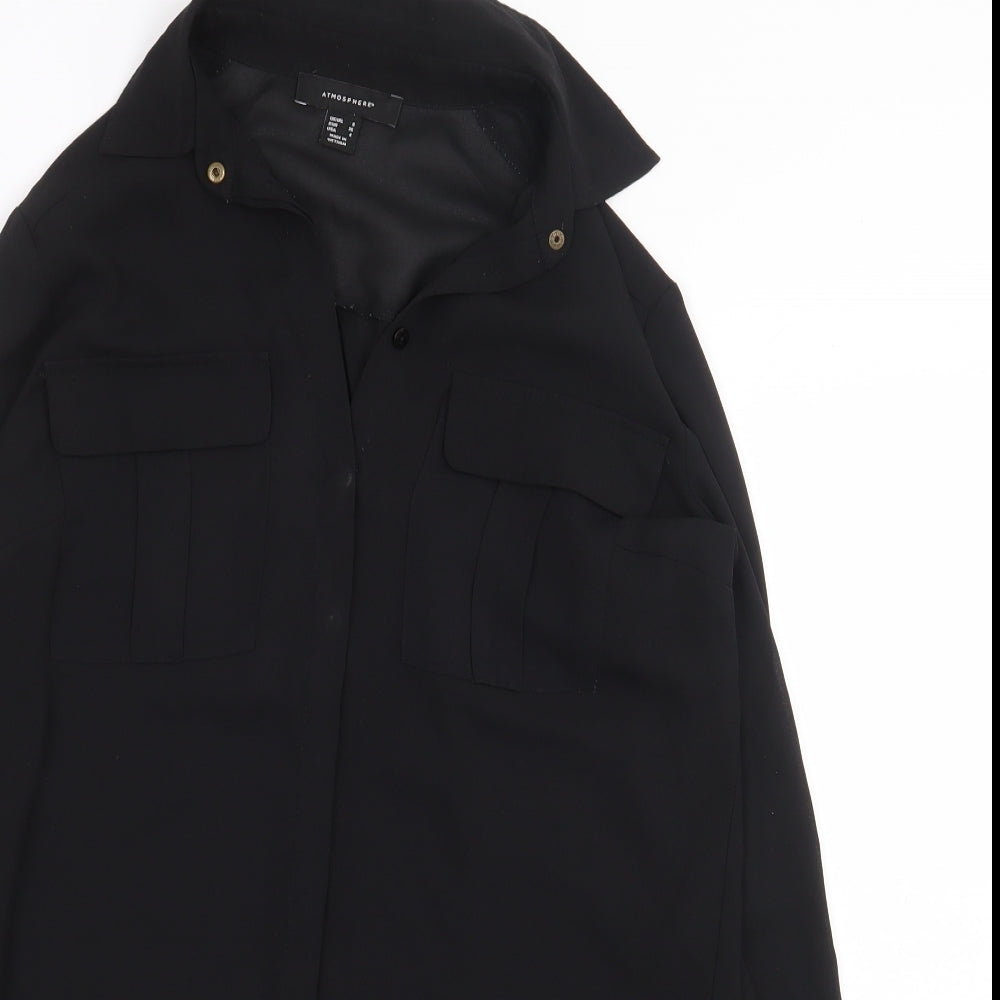 Atmosphere Womens Black Polyester Basic Blouse Size 8 Collared