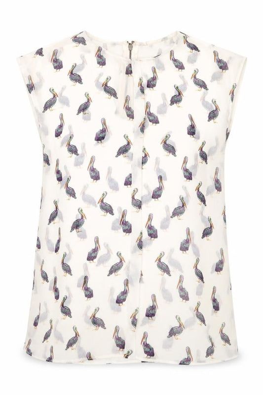 Zara Womens Beige Geometric Polyester Basic Blouse Size XS Round Neck - Bird