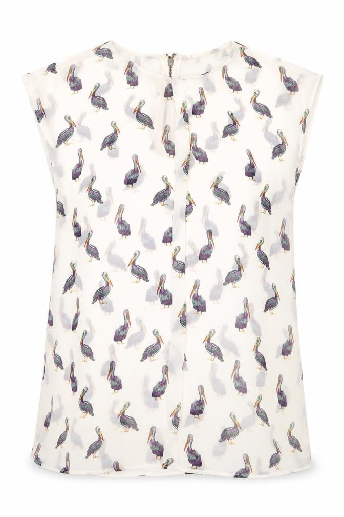 Zara Womens Beige Geometric Polyester Basic Blouse Size XS Round Neck - Bird