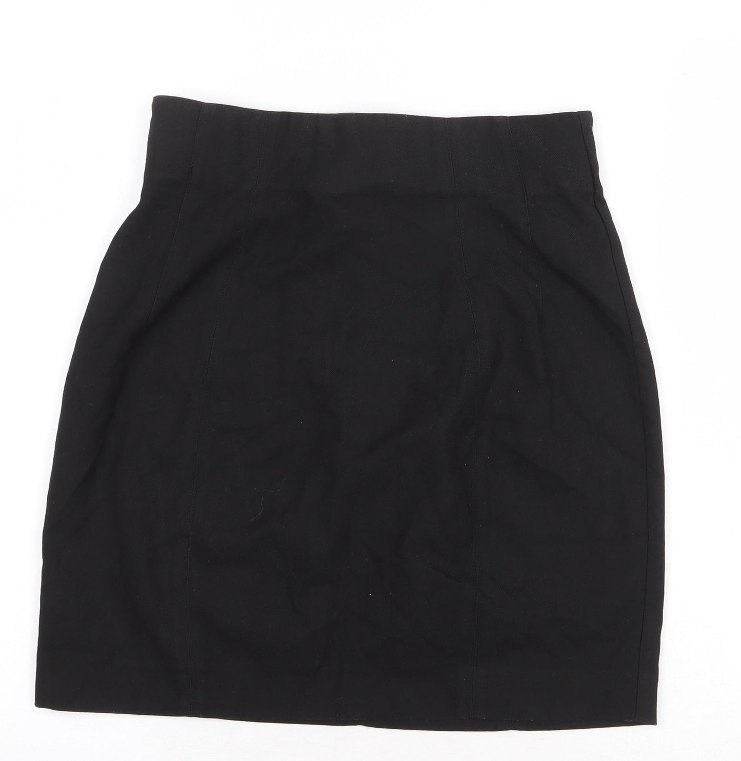 RESERVED Womens Black Polyester Mini Skirt Size 6 Zip
