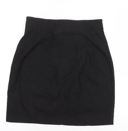RESERVED Womens Black Polyester Mini Skirt Size 6 Zip
