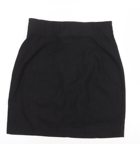 RESERVED Womens Black Polyester Mini Skirt Size 6 Zip