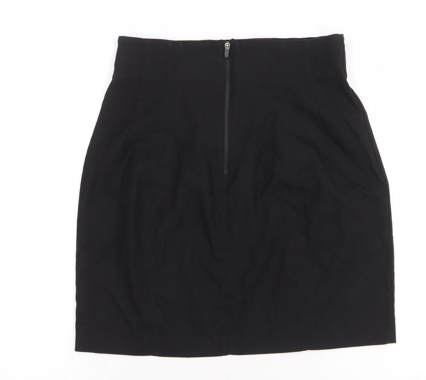 RESERVED Womens Black Polyester Mini Skirt Size 6 Zip