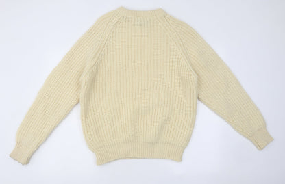 Next Womens Beige Round Neck Acrylic Pullover Jumper Size M