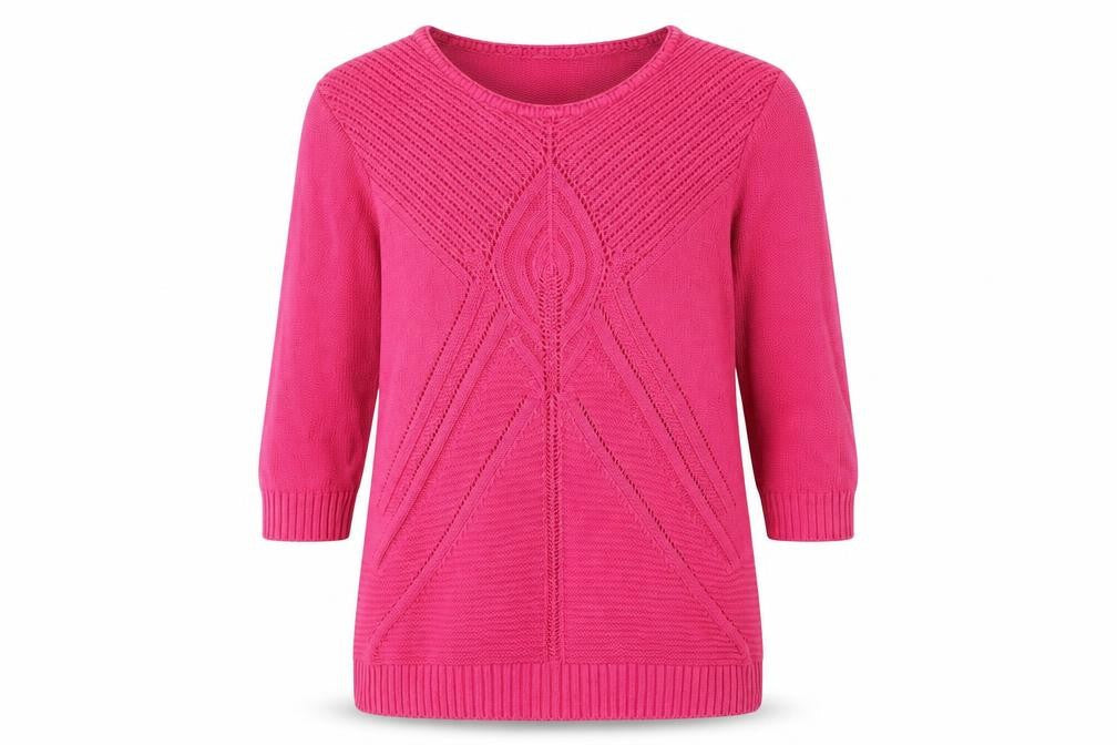 Damart Womens Pink Round Neck Cotton Pullover Jumper Size 14