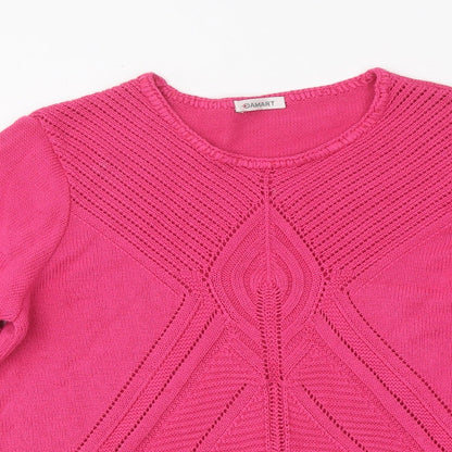 Damart Womens Pink Round Neck Cotton Pullover Jumper Size 14