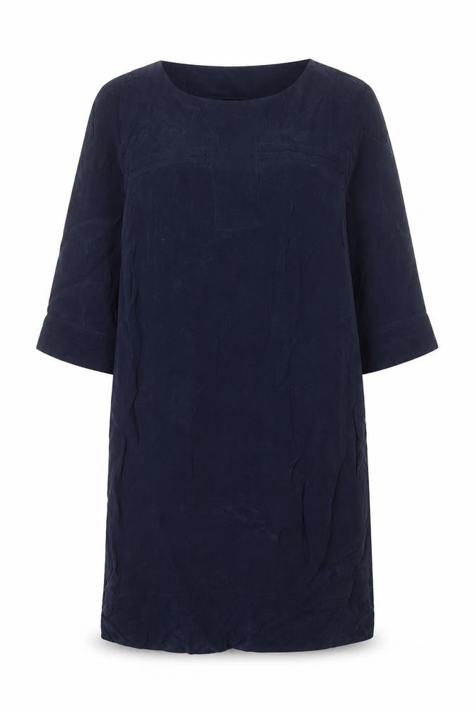 Autograph Womens Blue Cupro Shift Size 12 Round Neck Pullover