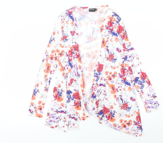 Be You K Womens Multicoloured V-Neck Floral Viscose Cardigan Jumper Size 14
