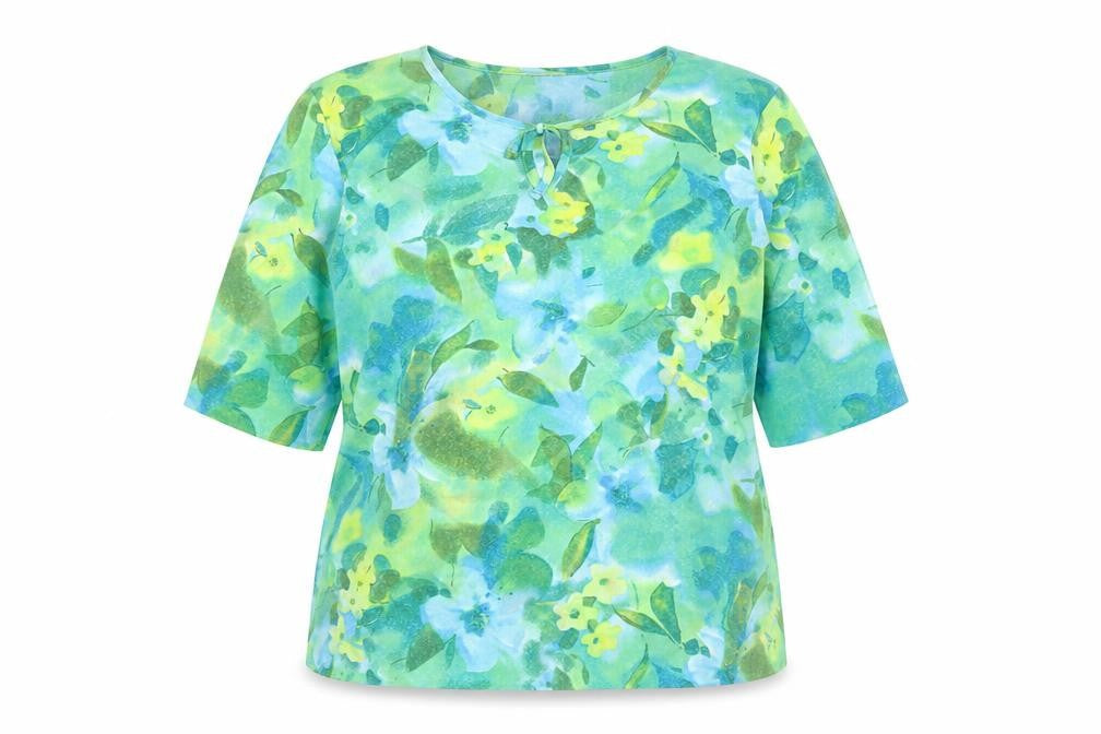 Mermaid Womens Multicoloured Floral Polyamide Basic Blouse Size L Round Neck