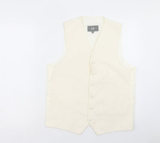 Heirloom Collectibles Mens Ivory Polyester Jacket Suit Waistcoat Size 38