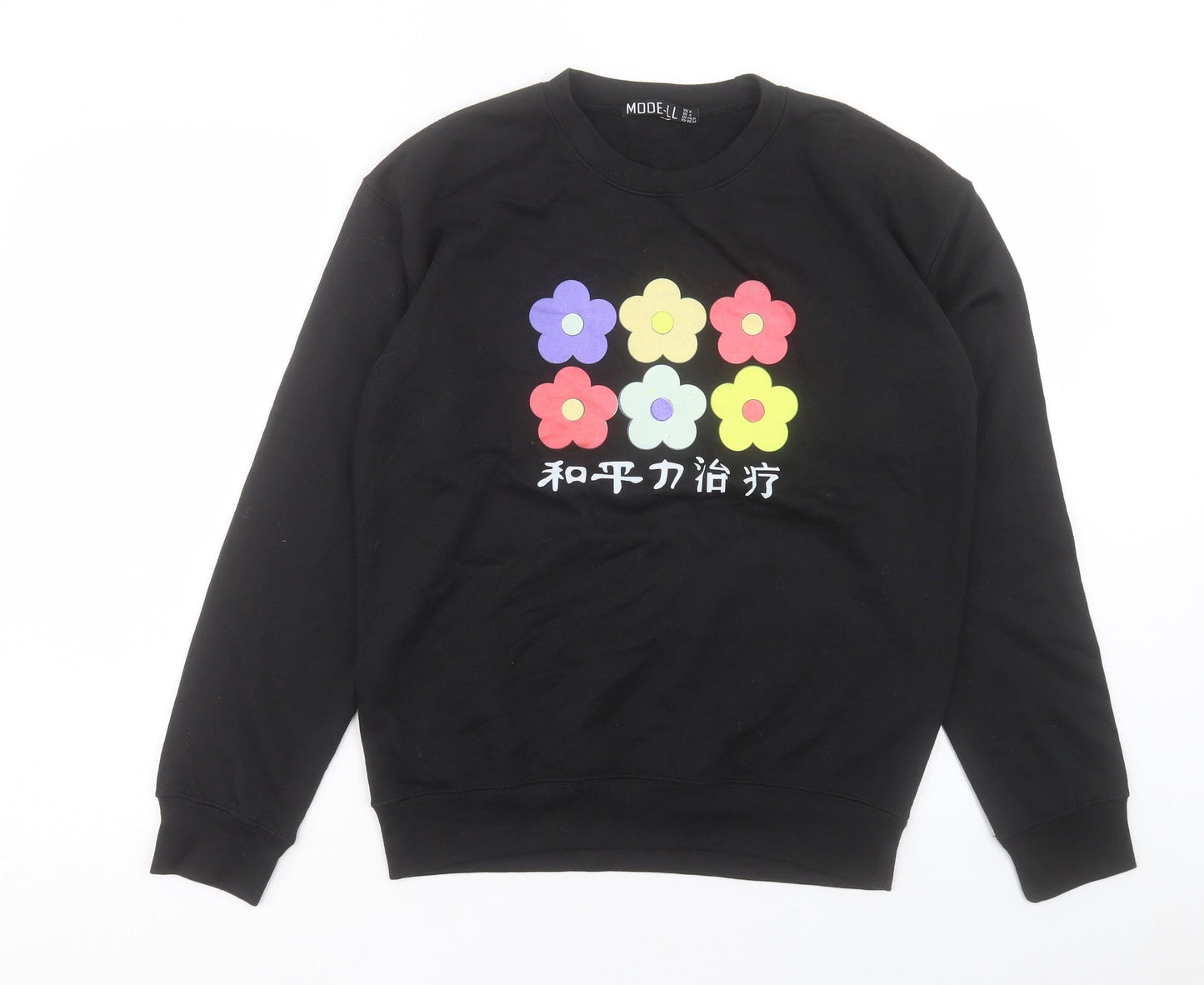 Mode LL Womens Black Cotton Pullover Sweatshirt Size 8 Pullover