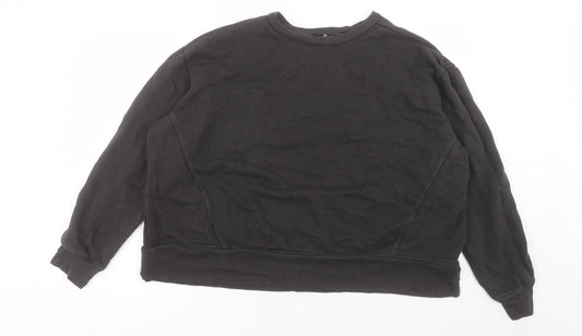 Zara Womens Black Cotton Pullover Sweatshirt Size L Pullover
