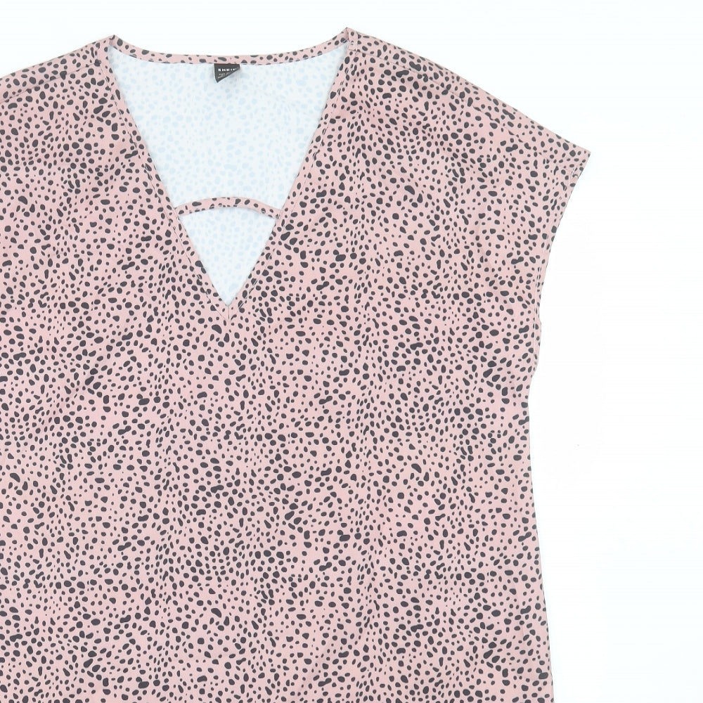 SheIn Womens Pink Geometric Polyester Shift Size S V-Neck Pullover