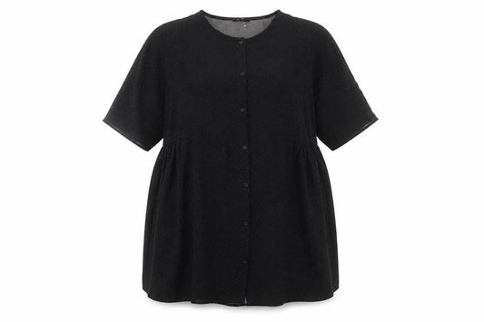 Monki Womens Black Geometric Polyester A-Line Size S Round Neck Button