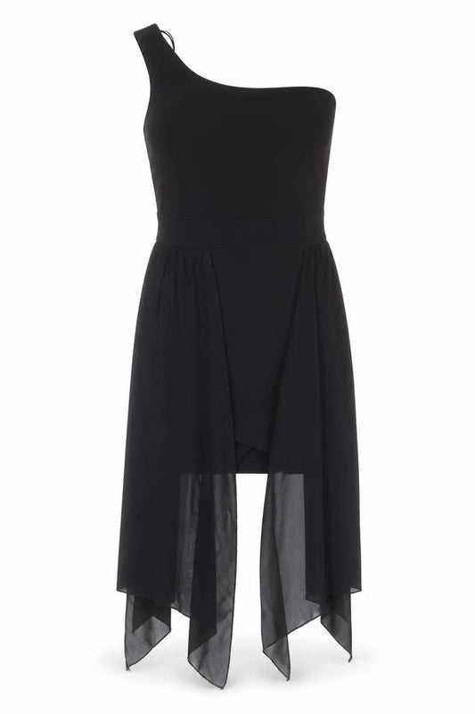 Ad Lib Womens Black Polyester Shift Size 10 One Shoulder Zip