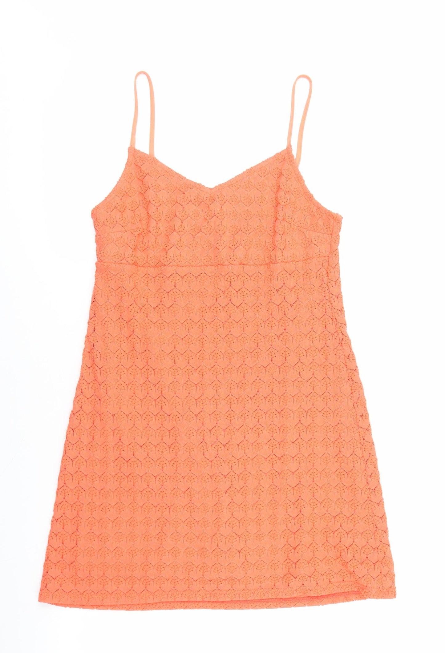 Miss Selfridge Womens Orange Geometric Polyester Tank Dress Size 8 V-Neck Pullover