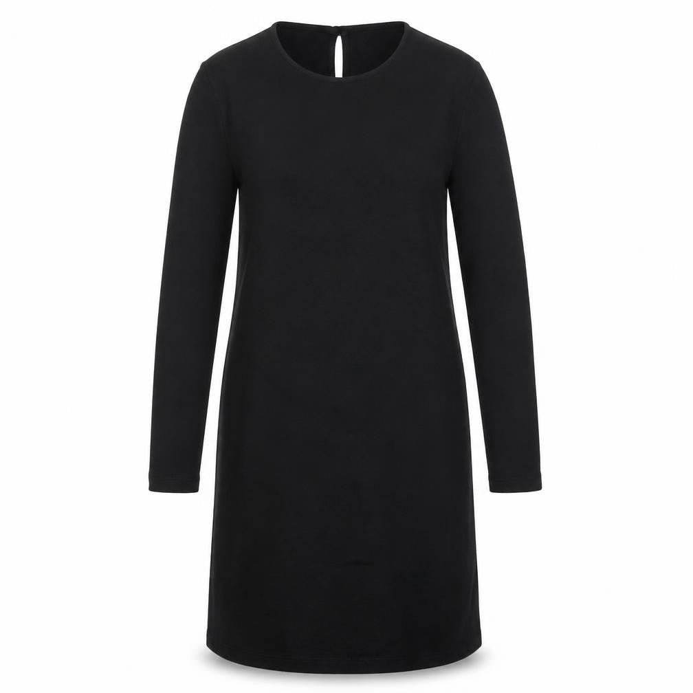 ASOS Womens Black Viscose T-Shirt Dress Size 10 Round Neck Button