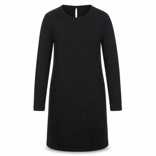 ASOS Womens Black Viscose T-Shirt Dress Size 10 Round Neck Button