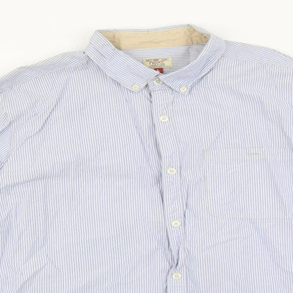 Next Mens Multicoloured Striped Cotton Button-Up Size L Collared Button